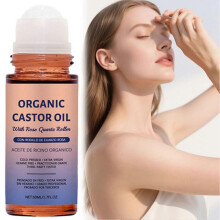 (1pc) Organic Castor Oil Roller - 50ml Cold-Pressed Castor Oil Roller for Scalp & Skin