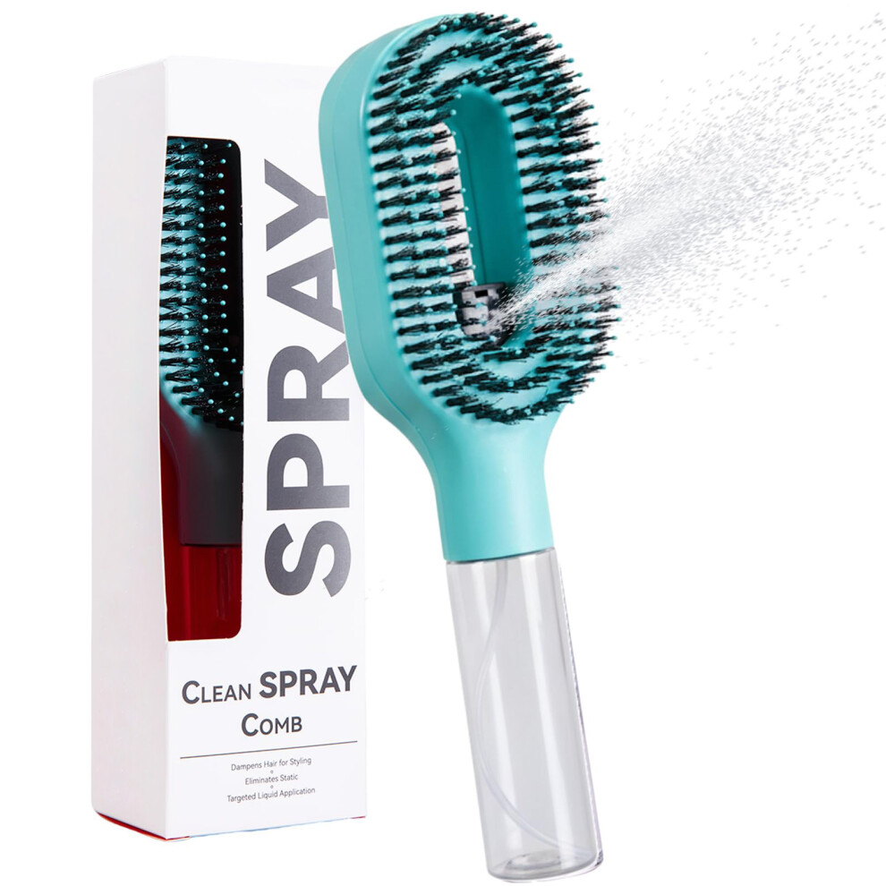 Travel Size Hair Moisturizing Comb With Built In Water Sprayer Function Hair Brush Blue