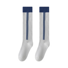 Striped Sports Socks Moisture Wicking Cotton Elastic Athletic Socks For Girl Light gray M