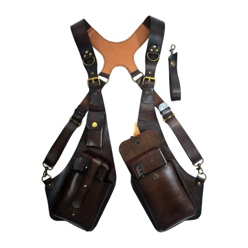 Practical Outdoor Activity Waistcoat Pack Feature Ergonomic Shoulder Strap Brown