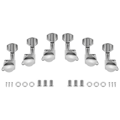Guitar Knobs Keys for Acoustic Electric Guitar 6 Piece Guitar String Silver 3L 3 Right