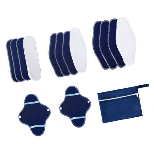 Multi Size Cotton Reusable Menstrual Control Pads 15PCS Bundle With Hygienic
