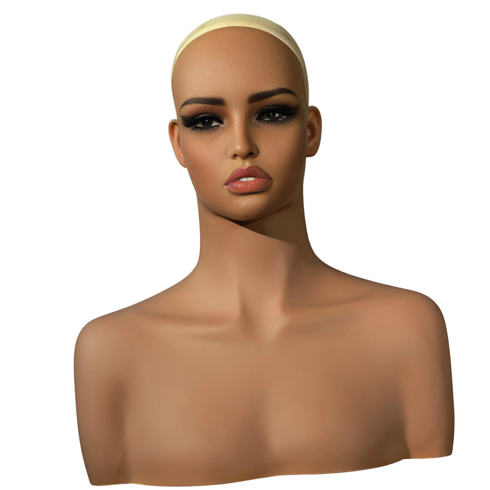 Unisex Pvc Female Shoulder Mannequin Head Form For Wigs Hats And Scarves Display
