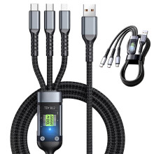 (size_name, 2M) 2er-Ladekabel, 100 W, leuchtend, 4-in-1, mit Display, für Handy