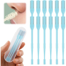(Blue, 12pcs) 2-i-1 neseklipper – 360 rotasjon nesetrimmer for menn og kvinner