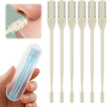 (Beige, 6pcs) 2-i-1 neseklipper – 360 rotasjon nesetrimmer for menn og kvinner