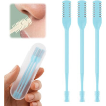 (Blue, 3pcs) 3er-Nasenhaar-Schneider, blau, 2-in-1, 360 drehbar, für Reise