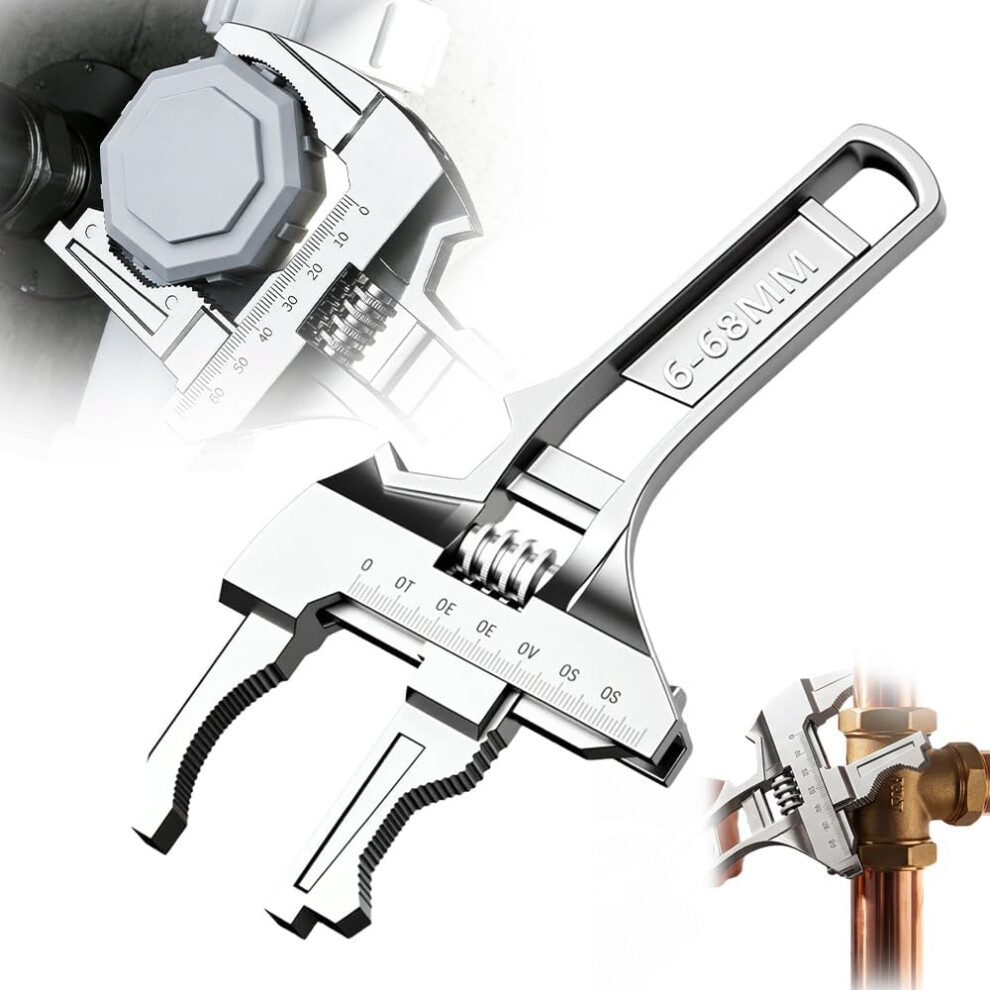 (Silver, -) Wide Jaw Adjustable Plumbing Wrench Â Short Handle Stubby For Faucet & Pipe 5437706932178