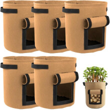 (5pcs Brown, 7 Gallon) Aardappel groeizakken, 5 stuks zwart, 7 gallon