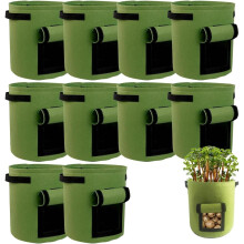 (10cs Green, 5 Gallon) Aardappel groeizakken, 5 stuks zwart, 7 gallon