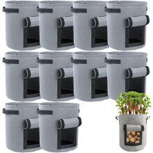(10pcs Grey, 7 Gallon) Aardappel groeizakken, 5 stuks zwart, 7 gallon