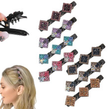(8pcs, -) Sparkling Rhinestone Crystal Stone Braided Duckbill Hair Clips