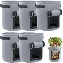 (5pcs Grey, 10 Gallon) Aardappel groeizakken, 5 stuks zwart, 7 gallon
