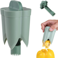 (Green, -) Pepper Corer & Seed Remover – 2-in-1 Bell Pepper Corer for Kitchen