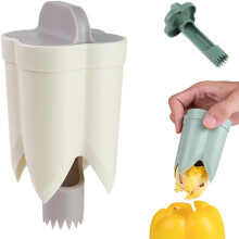(Beige, -) Pepper Corer & Seed Remover – 2-in-1 Bell Pepper Corer for Kitchen