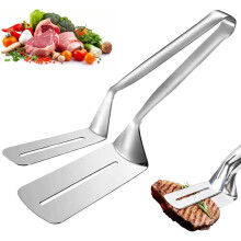 (Silver, -) 10 hüvelykes rozsdamentes grill bilincs spatula – nehéz 304 grillezéshez