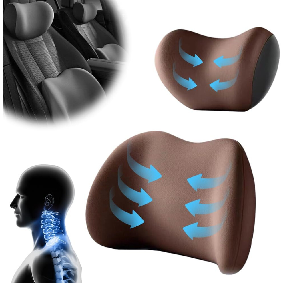 (Coffee, -) Car Headrest & Lumbar Support Cushion Â Memory Foam For Neck & Back Pain 5437706935995