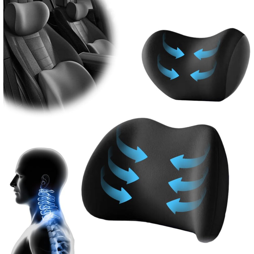 (, -) Car Headrest & Lumbar Support Cushion Â Memory Foam For Neck & Back Pain Black 5437706936008