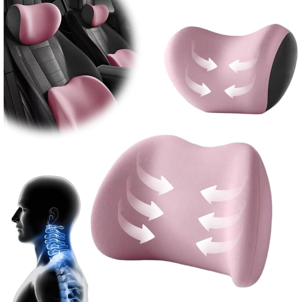 (, -) Car Headrest & Lumbar Support Cushion Â Memory Foam For Neck & Back Pain Pink 5437706936015