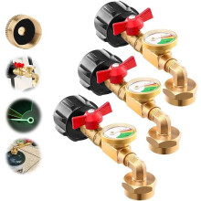 (3pcs, -) Adaptador recarga propano 90, manómetro.