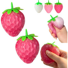 (2pcs, -) 2er-Erdbeer-Stressball, farbwechselnd, Silikon, weich, für Angst
