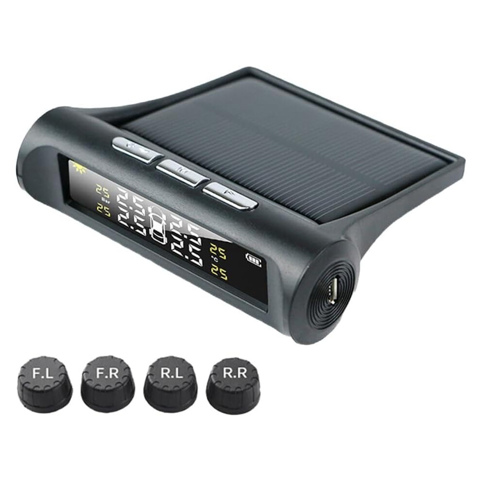 (4 Sensors, -) Solar Powered Tpms With 4 External Sensors Â 5 Alarm Modes, Real-Time Display 5437706934547