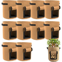 (10pcs Brown, 5 Gallon) Aardappel groeizakken, 5 stuks zwart, 7 gallon