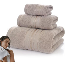 (Cream, -) 3er-Badetuch-Set, creme, 600 GSM, 55x27 Zoll, weich, saugfähig
