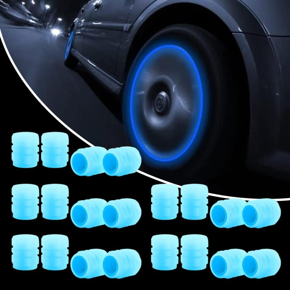 (, -) 20Pcs Glow-In-The- Tire Valve Stem Caps Â Fluorescent For Car Blue/Dark 5437706941736