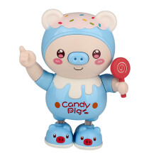 Child Interactive Musical Dancing Pig Toy With Colorful Light and Dynamic Sound Blue