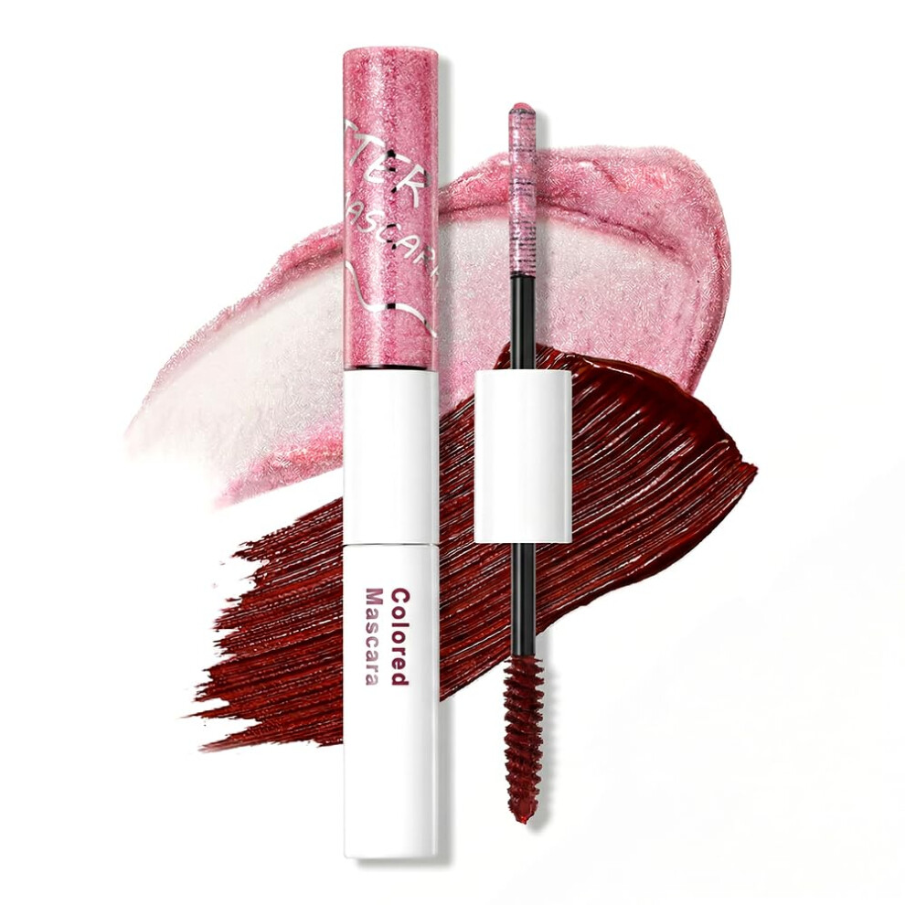 Oimg Pink/Brown ( -) Glitter Mascara Topper Â Long-Lasting Sparkling Lash Topper Smudge-Proof