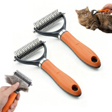 (Orange, -) 1er-Haustier-Entfilzungsbürste, grün, 2-in-1, für Hunde, Katzen