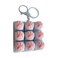 Lovely Cats Claws Keycap Keychain Toy With 9 Keys Button For Gamers And Student White