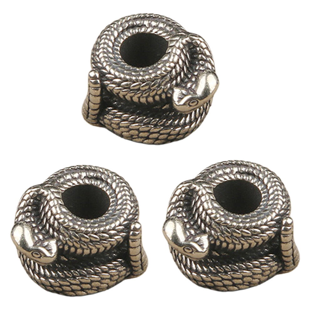 3Pcs Light Weight Snake Shape Lanyard Beads Fashion Metal Parachute Cord Beads Cupronickel 7696002189046