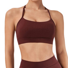 Women's Workout Bra Quick Drying Nylon Fabric Perfect For Fitness And Pilates Brown L
