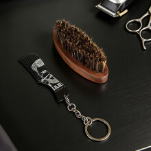 Walnut Handle Beard Comb Optional Boar Bristle Brush For Professional wooden beard brush