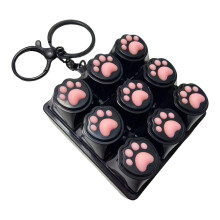 Silicone Cats Paws Keyboard Presser Keychain Toy For Hand Exercise And Relaxing Black