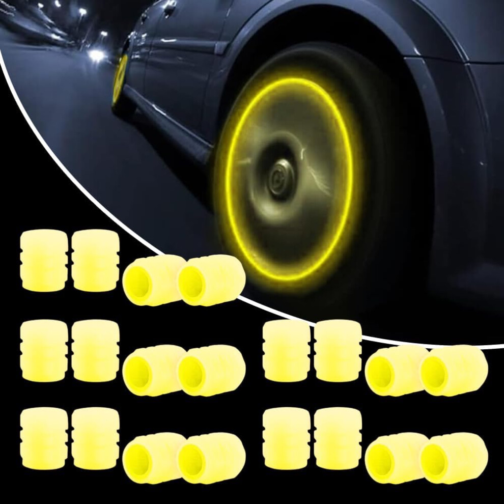 (, -) 20Pcs Glow-In-The- Tire Valve Stem Caps Â Fluorescent For Car Yellow/Dark 5437706941712