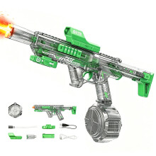 Automatic Firing Water Guns Toy With Flashing Light And Large Tanks For Children Green L
