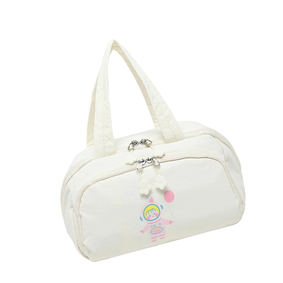 Travel Essential Cosmetic Bag Spacious Interior Women Toiletry Bag with Handle White
