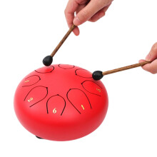 8 Note Steel Tongue Drum Small Heal Drum Portable Handpan Drum for Yoga Chinese red