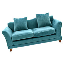 American Styles Fabric Sofa Model Figure 1/12 Doll House Living Room Decoration Blue