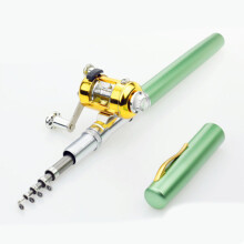 Pocket Collapsible Fishing Rod Mini Pen Fishing Rod Telescopic Fishing Rod Reel Golden