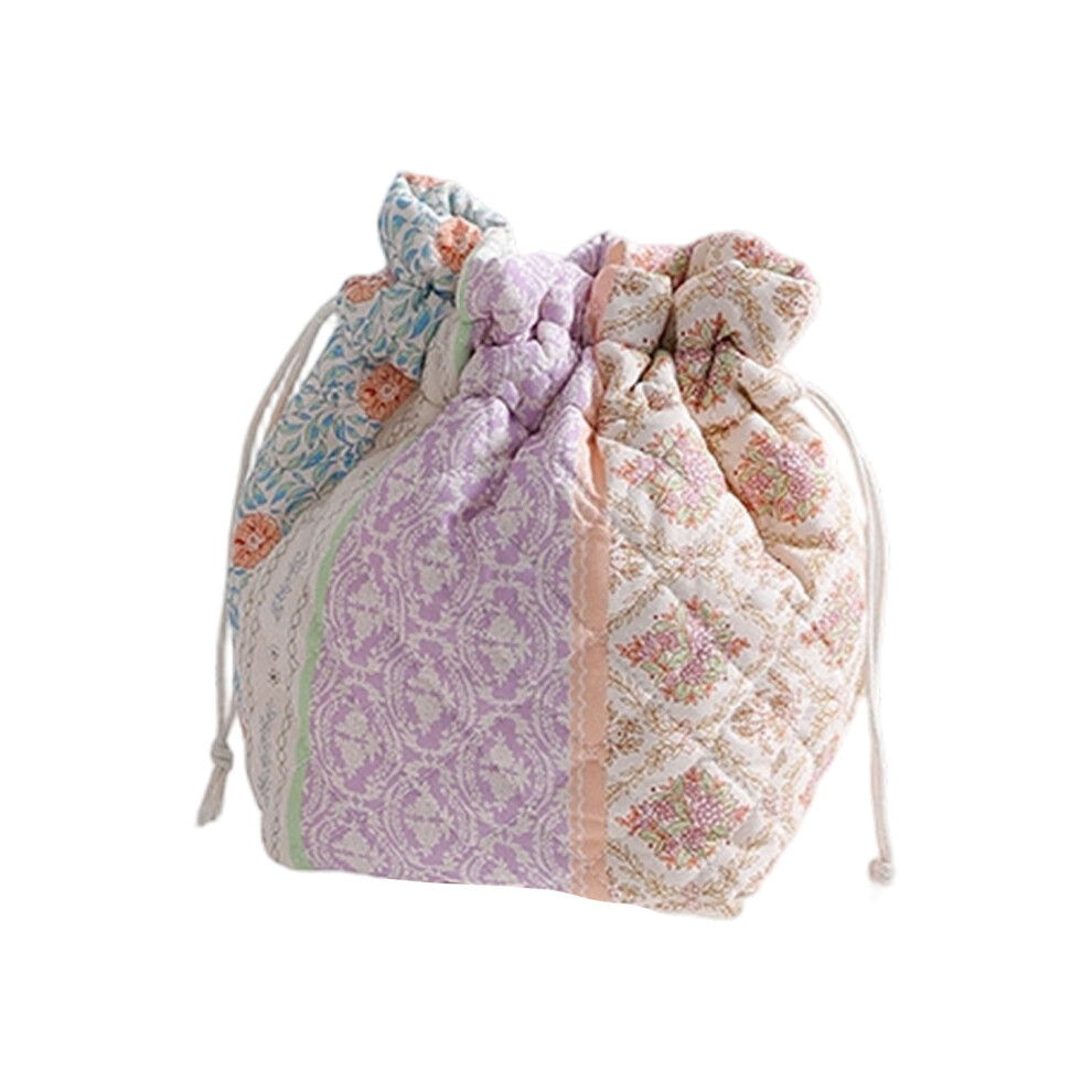Trendy Floral Pattern Cosmetic Bag Ergonomic And Contrasting colors drawstring bag