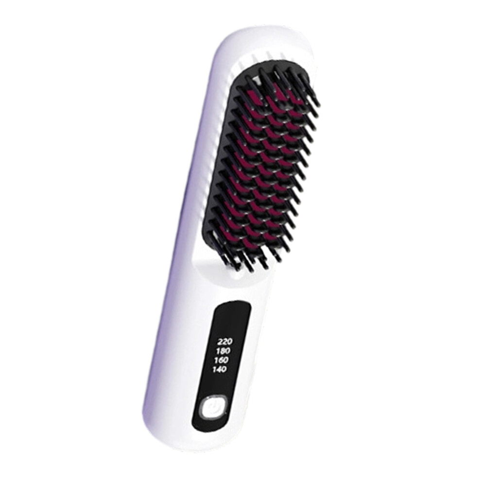White Wireless Ceramic Hair Straightener Brush With Negative Ionic Technology For Travel