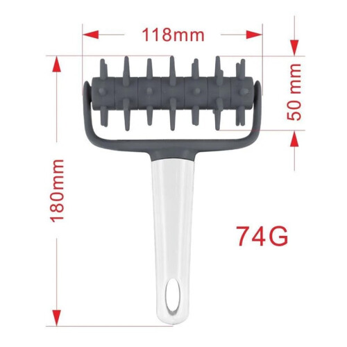 (Grey) DIY Pizza Roller Pin Dough Roller Pastry Pie Needle Wheels Bread Hole Puncher Cookies Bakeware Baking Tools