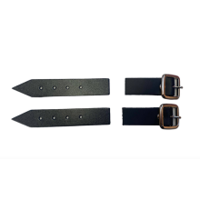 Sturdy Black Kilt Strap and Chrome Buckle with Leather Tab - 1 Inch 3cm Wide x2