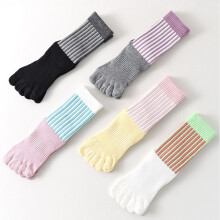 Breathable Split Toe Exercise Sock Trendy Color Blocking Athletic Yellow spelled powde