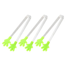 3Pcs Heat Resistant Kitchen Tongs BBQ Bread Ice Cubes Clip for Grilling Baking Green 1