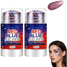 (size_name, #A) Bâton paillettes patriotique 4 juillet, visage corps cheveux